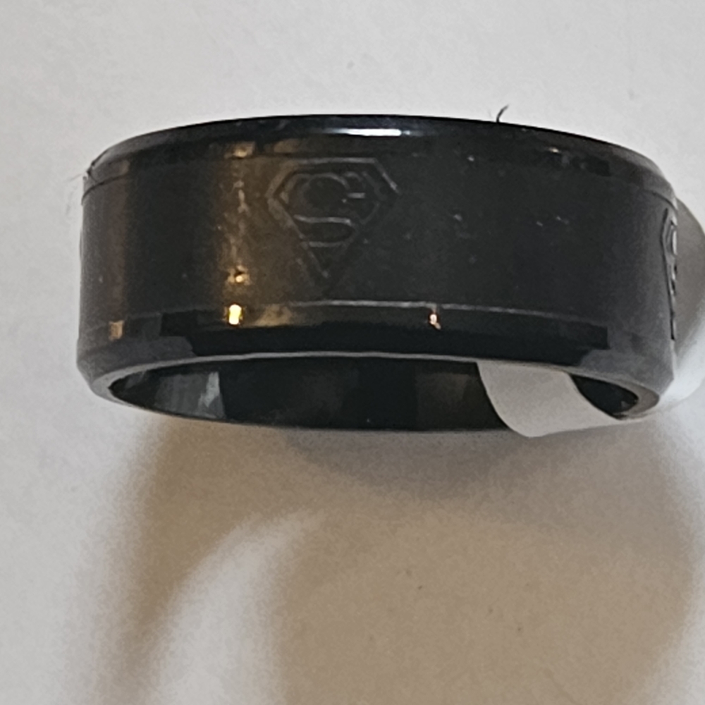 New Black Superman Ring with Engraved Logo.